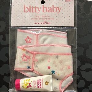 American Girl Bitty Baby Diaper Cover Set - Pink and White Stars